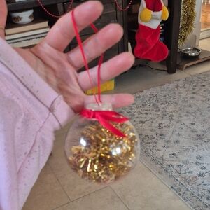 Festive Gold Holiday Ornament vintage plastic